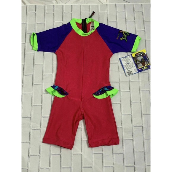Radicool Skins Girls 100+ SPF Sun Protection Pink Swim Wetsuit Size 1 - Picture 4 of 5